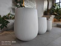 Jarros de argila de fibra de jardim redondo esculpidos à mão 10 polegadas