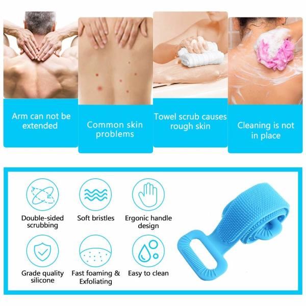 Дополнительный длинный Exfoliating скруббер силикона задний для ливня