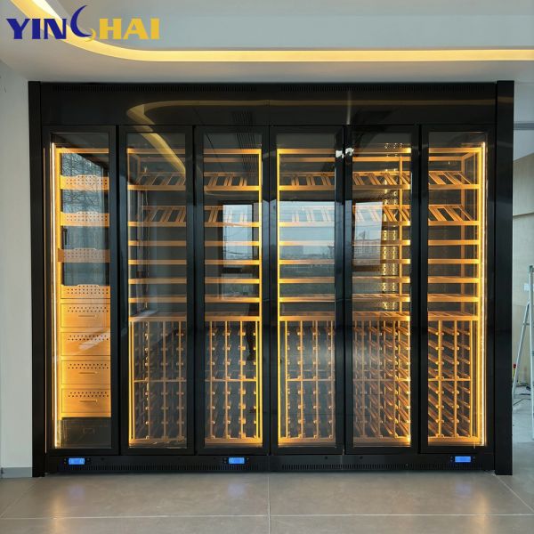 Luxury LED Wine Display Cabinet Glass Door Freestanding Wine Rack Organizer
