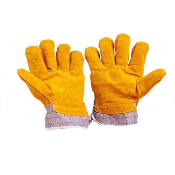 Cow Leather Safety Gloves , Soft Labor Protection Gloves 10.5 Inch Size