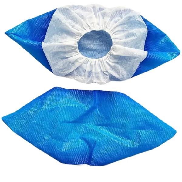 Non-Woven Blue And White Splicing PP+PE Disposable Dustproof Shoe Cover, Dust-Free Workshop Shoe Cover