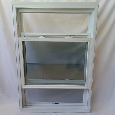 Janela de vinil branco pendurada dupla com tela UPVC Quadro e painel de vidro