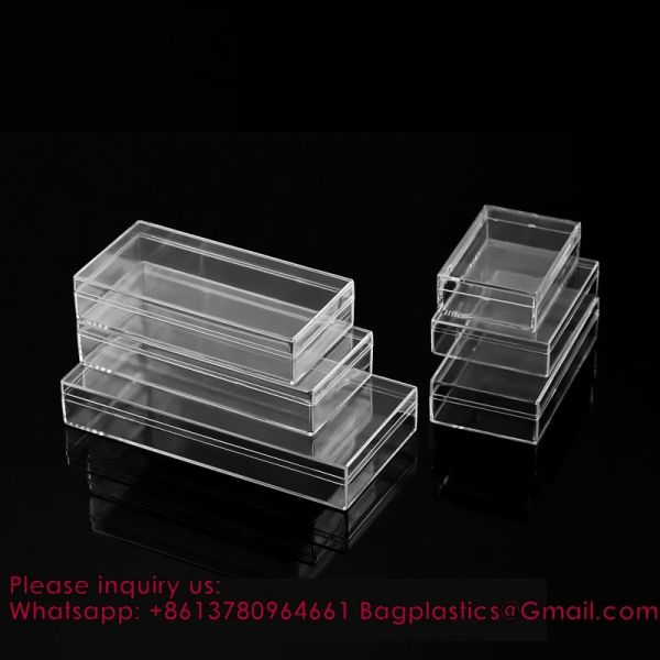 Acrylic Box Plastic Square Cube Clear PS Plastic Hinged Container Component Storage Box Food Storage, Gift Organizer, Component Containers Tool Boxes Clear