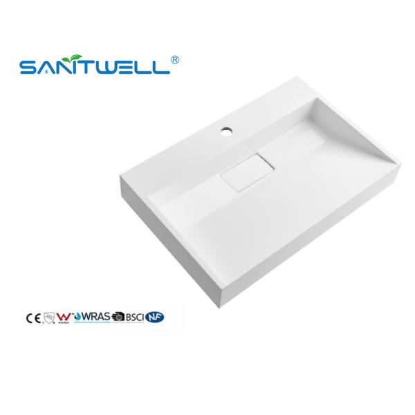 Popular Models SW6001-700 Sanitary Ware Stone Resin Basins Rectangle Glossy White Easy Clean For Bathroom Sinks