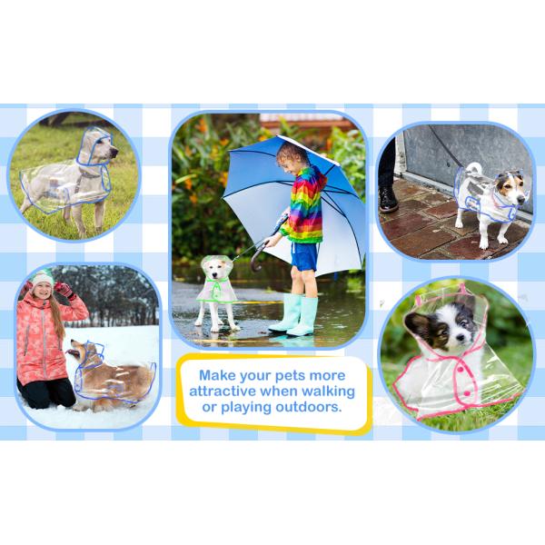 Pet Dog Raincoat Clear Pet Waterproof Clothes Hooded Rain Jacket Puppy Rain Poncho Pet Rainwear for Small Medium