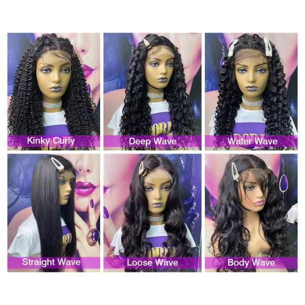 Dyed Custom Lace Closure Wig Pre Plucked Deep Wave With Baby Hair Bleach