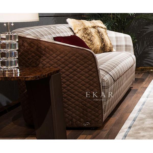 Modern Design Fabric Plaid Love Seat Lounge Room Living Room Sofa