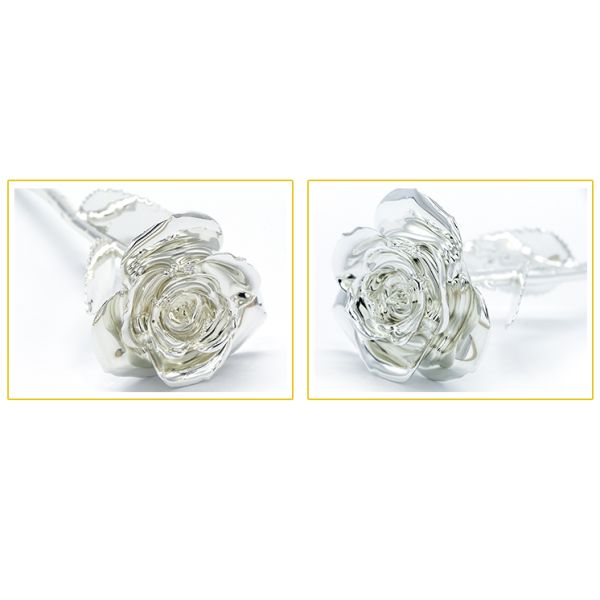 Valentine Christmas  Gifts  24k  Silver Dipped  Rose with Gift Box and Artificial  Gift Flower Holiday Decoration Real Rose