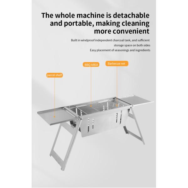 Overheating Protected Stainless Steel Portable Carbon Burning Stove for Outdoor BBQ