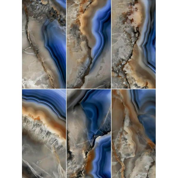 60x120 Full Body Blue Glossy Interior Apartment Glazed Polished Porcelain Marble Floor Wall Tiles