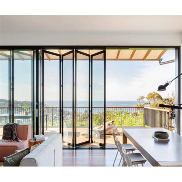 1.4mm Aluminum Wall Thickness Skate Sliding Doors Thermal Break Black Alloy Bi-Fold Panels