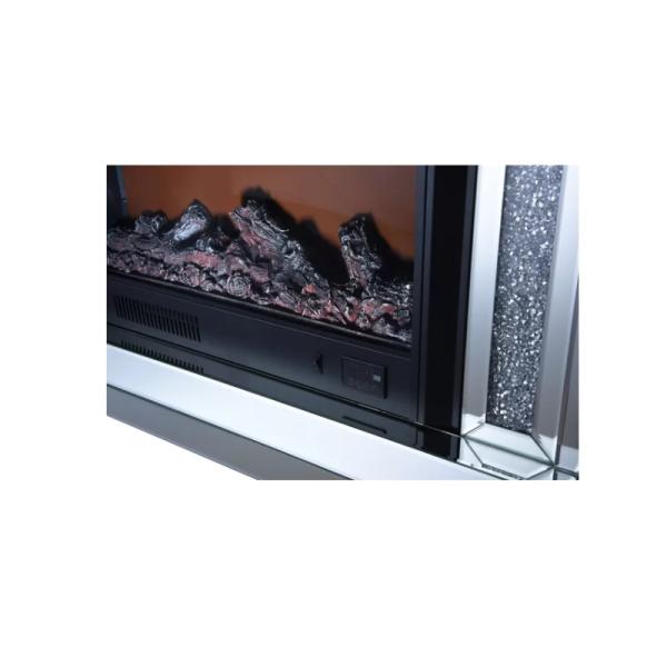 Wooden Floating Crystal Electric Mirrored Furniture Fireplace Crushed Diamond