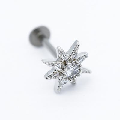 Barra de aço inoxidável perfurando das gemas 316 claros da joia 8mm da parte superior 16G Labret da flor