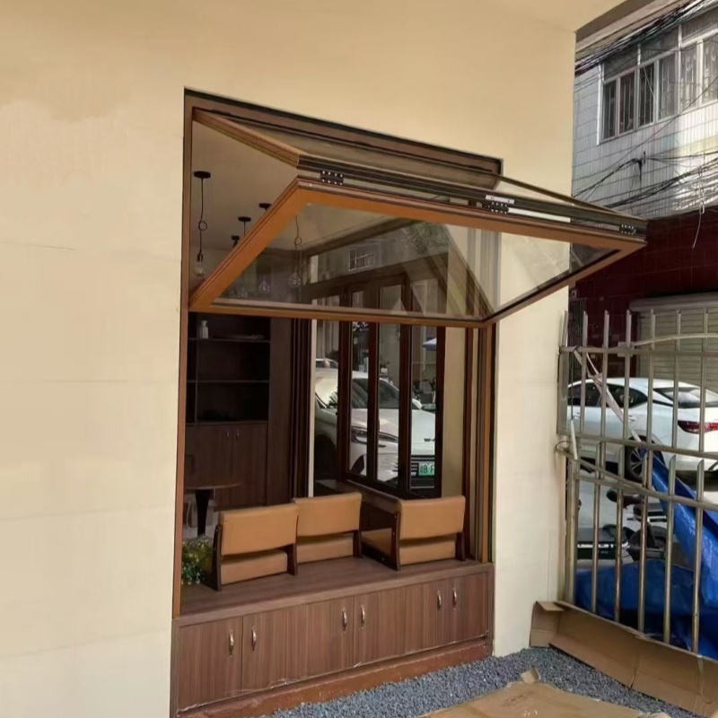 Aluminum Alloy Custom Bi-folding Vertical Fold Windows for Coffee Shop Restaurant Exterior Villa-Thermal Insulation Windproof