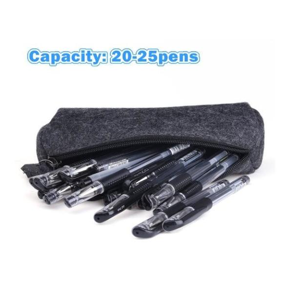 Dark Gray Felt Zipper Pencil Bag For Middle Schoolers Multi Use High Strength