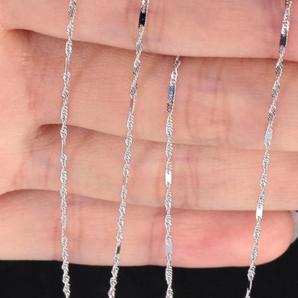 18K White Gold Italy Link Chain Necklace for Women Gift 16 inches (NG016)