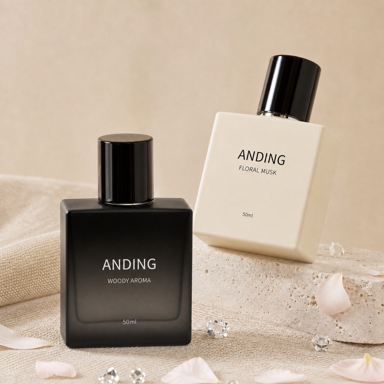 Perfume Bottle 50ml 100ml Square Glass Magnetic Cap Crimp Neck Empty Spray