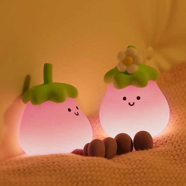 Vegetables Small Eggplant Silicone Lamps USB Rechargeable Bedroom Bedside Pat