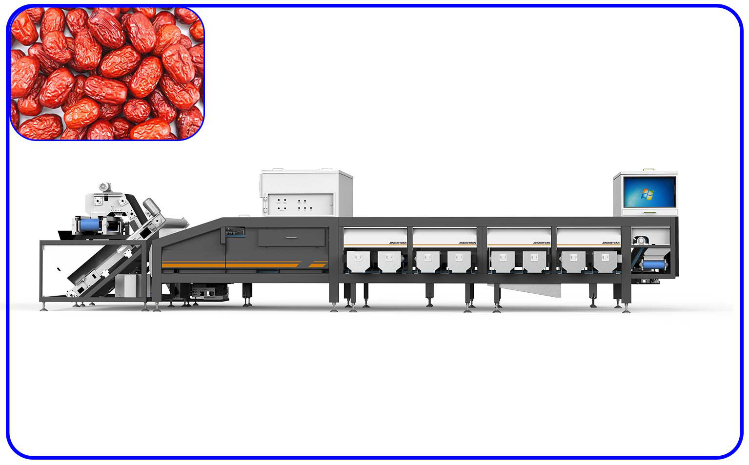 Точная красная нержавеющая сталь сортируя машины 380V дат 1 T/H умный