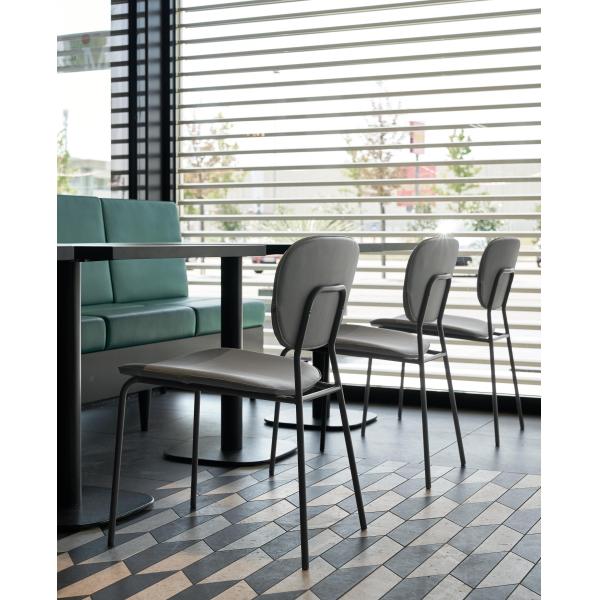 Green Elegant Leather Dining Chairs / Small Stackable Olga Dining Chair