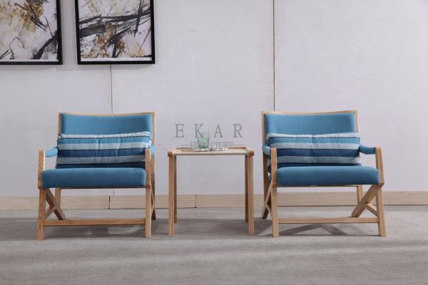 Ash Solid Wood Fabric Leisure Chair Living Room