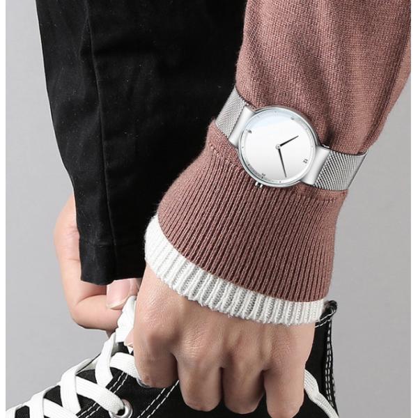 Black Dial Black Stainless Steel Strap Watch , Stainless Steel Back Quartz Watch