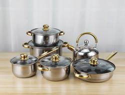 12pcs Stainless Steel Cookware 410 Cooking Kettle Frying Pan Soup Pot