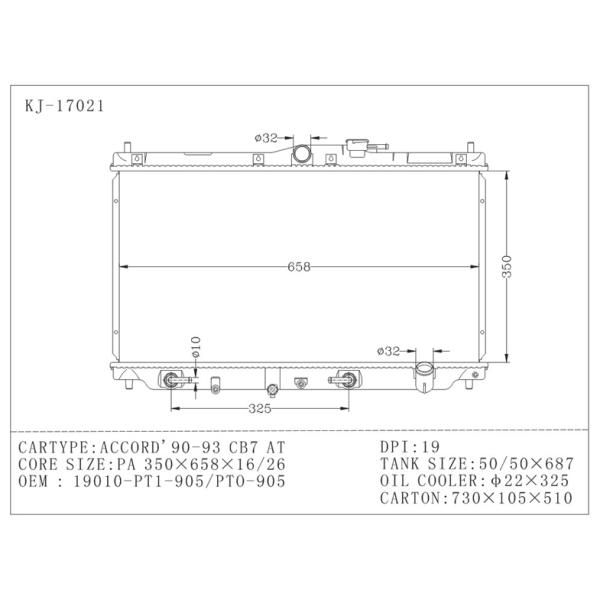 KJ-17021 Aluminum Honda Accord Radiator For Automobile Spare Parts