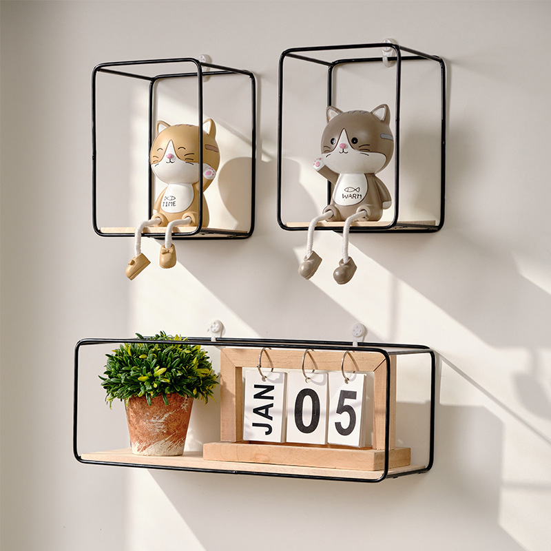 Modern Wall-Mounted Iron Storage Shelves Foldable Bookcases for Living Room Bathroom Kitchen Dining Made of Steel