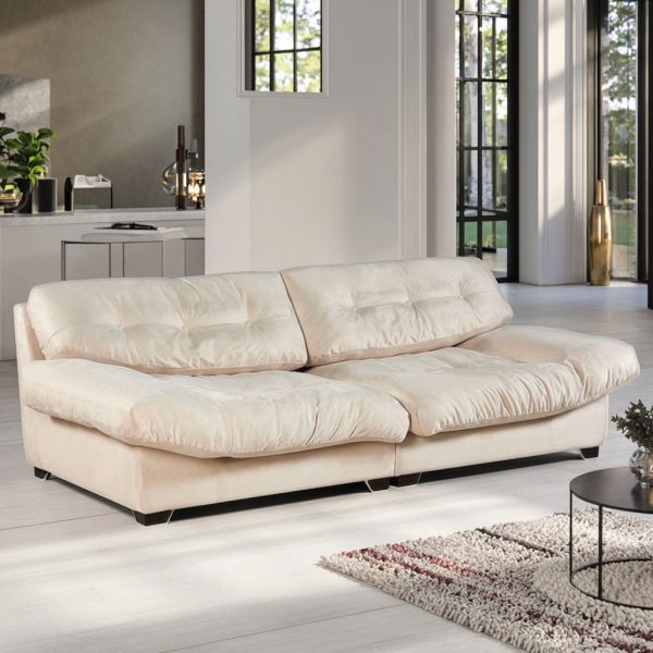 Customizable Luxury Cream Velvet 2-Seater Modular Sectional Sofa Set French White Nordic Design for Villas Living Room