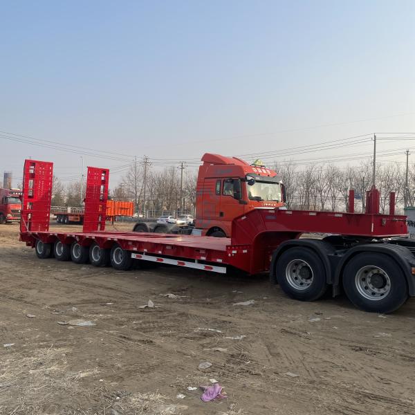 Multiple Axles Gooseneck Low Flatbed Semi Trailer with Steel Material and 8.25-20 Tires