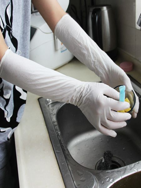 Household Extended Cuff Nitrile Exam Gloves Disposable 400mm Length