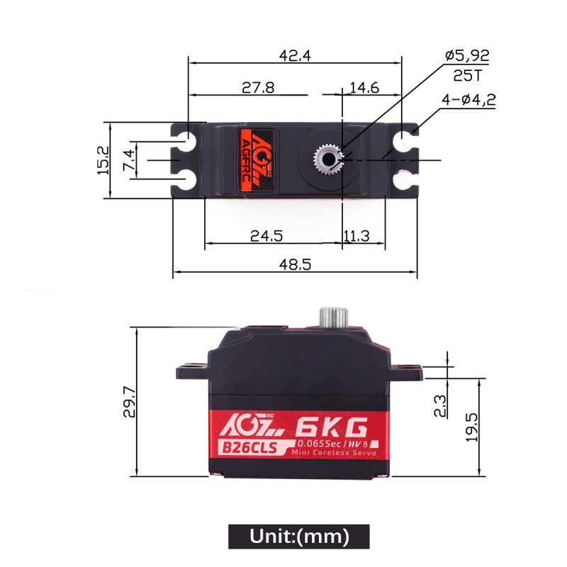 Hot Sales AGFRC B26CLM 0.065s Fast Speed 6KG 6.0V Metal Gear Coreless Digital Programmable Mini Servo RC Car Helicopter Robot