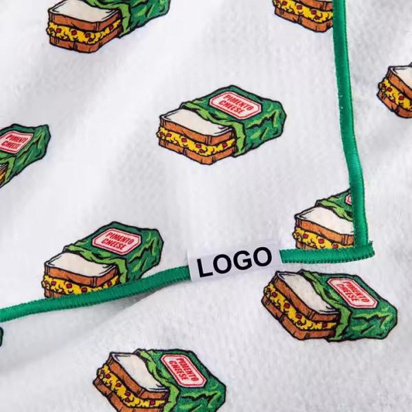 Printed Microfiber Waffle Pattern Tour Golf Club Cleaning Towel Custom logo Sublimation Waffle Golf Towel