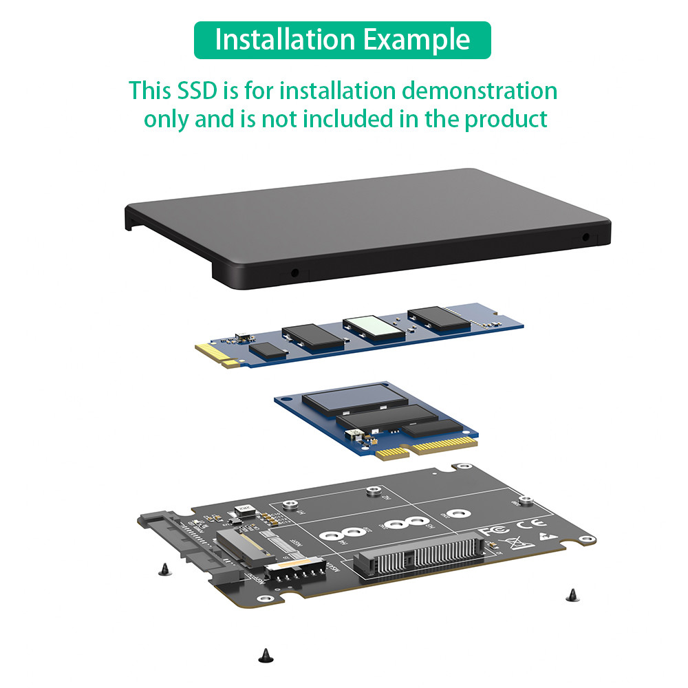 2 в 1 комбинировать M.2 NGFF Key B & MSATA SSD к 2.5 SATA3 адаптер с пластиковым корпусом