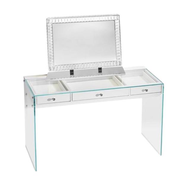 Stainless Steel Crystal Glass LED Vanity Mirror with RGB Light Adjustable for Personal Beauty and Home Cosmetic
