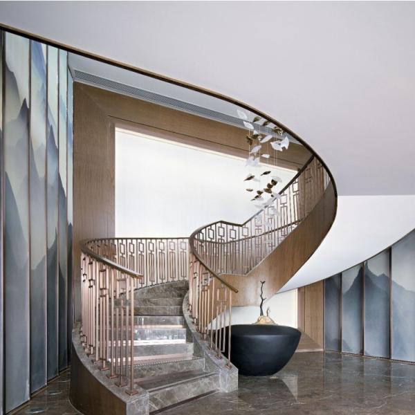 Customizable Metal Railings For Stairs Indoor Metal Spiral Staircase Handrail Railing