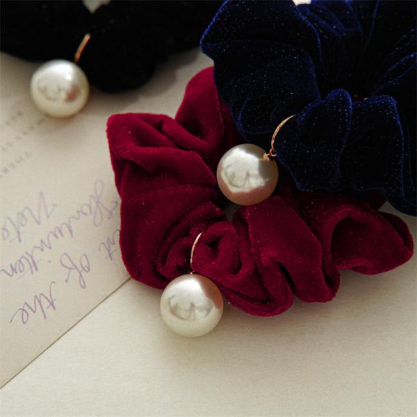 Autumn winter velvet covered beaded hair scrunchies stars accessories all tie hair bright silk bands