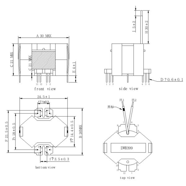 High Frequency RM8 Transformer AC1500V 1mA DC500V