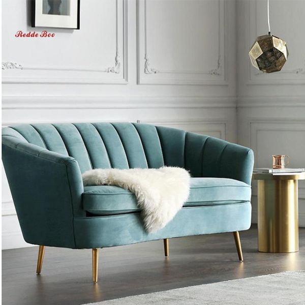 Hotel Teal Green Velvet Tufted Couch Loveseat Sofas Lazy Lounger 2 Seater