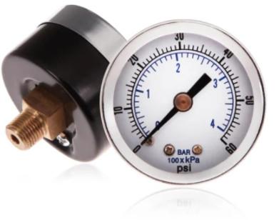 1.57 40mm Bezel Pressure Gauge Bourdon Tube Dry Air Test Chrome Plated