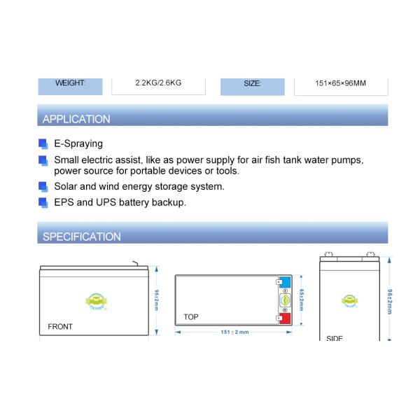 Oxygen Pump Lead Acid Battery 6-Dzf-7 E-Spraying For EPS And UPS Battery Backup