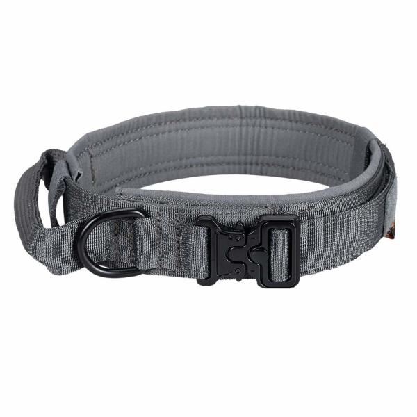 Tactical Adjustable Nylon Dog Collar K9 Heavy Duty Metal Buckle With Handle