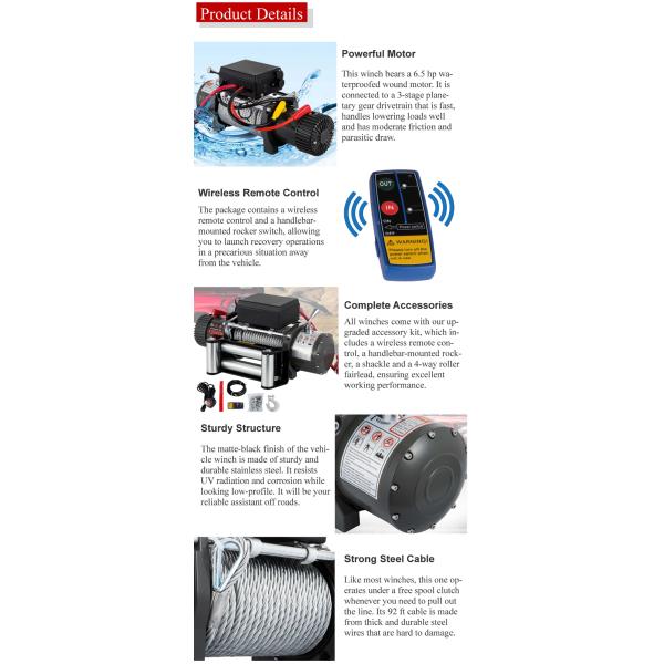 вороты веревочки провода 13000lb 12V электрические