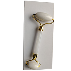 Anti Aging Facial Jade Roller with Integrated Zin Alloy Frame and 100% Natural Jade