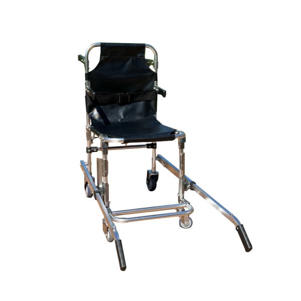 Foldable Thickened Aluminium Alloy Stair Stretcher With PVC Fabric 4 Wheels And 6 Handles