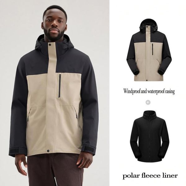 Manufacturer Custom Polar Fleece Lining Varsity Men's Jacket Outdoor Windproof Waterproof Jogger Interchange Jacket for Men