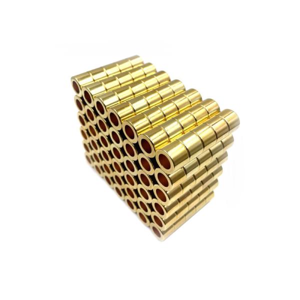 Multi Polar Sintered Neodymium Magnet Radial Ring Magnet With Gold Coating