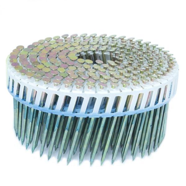 Blue Stainless Steel Collated Nails , Diamond Point Galvanized Coil Nails