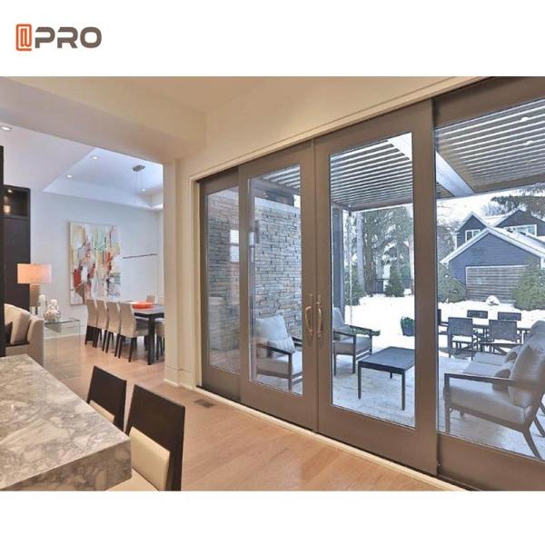 Aluminum Sectional Patio Sliding Doors Double Tempered Glass Powder Coating
